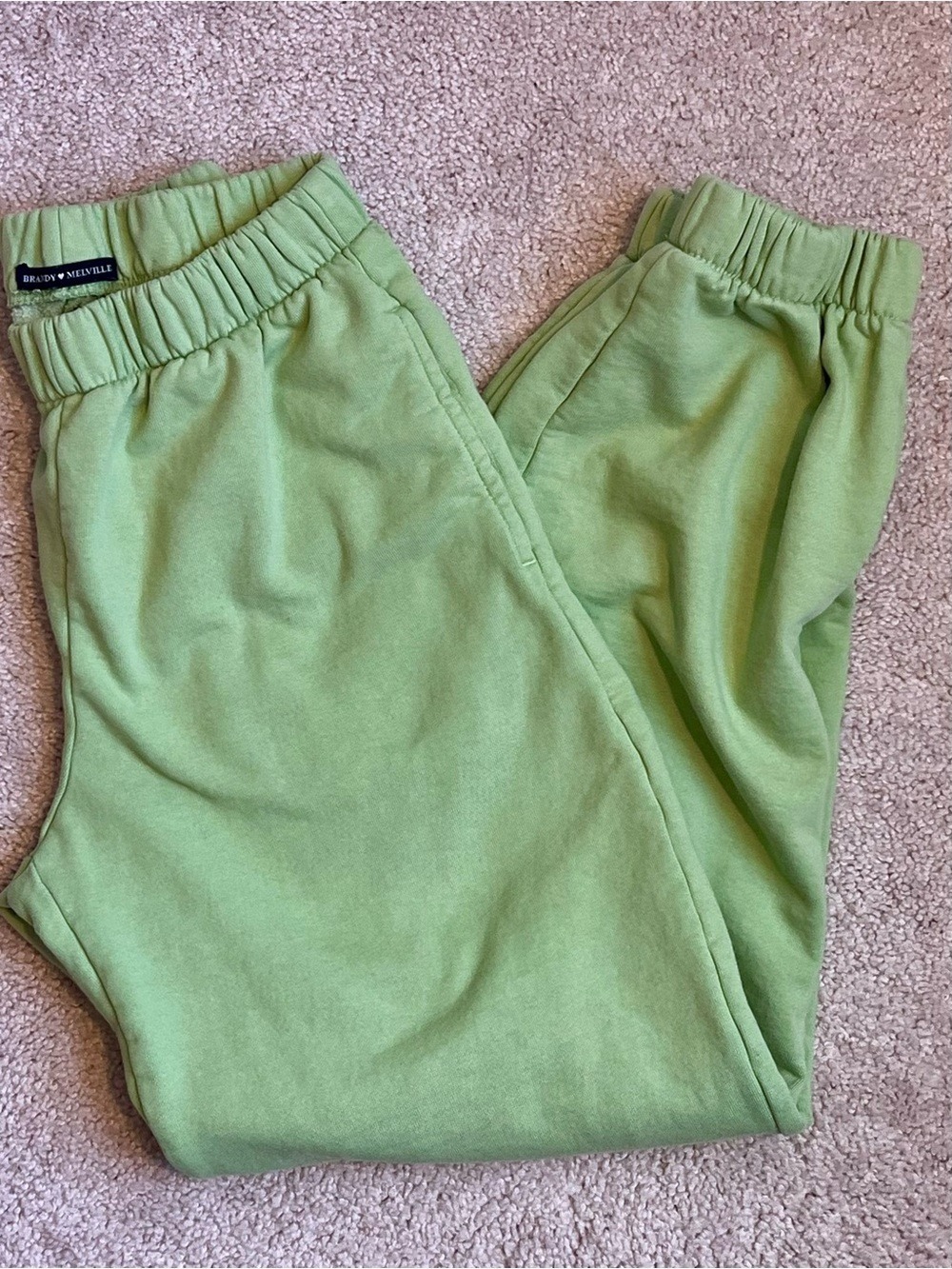 Brandy Melville Size Small Light Green Elastic Waist Track Joggers